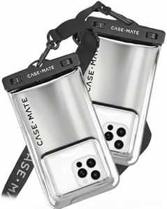 Case-Mate 2 Pack IP68 Waterproof Phone Pouch - Floating Waterproof Phone Case w/Crossbody Lanyard - Beach Cruise Ship Travel Essentials - Compatible w/All Devices, Touchscreen Friendly - Silver Chrome