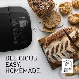 Panasonic Automatic Bread Maker – 30 Programs, Nut Dispenser, Gluten-Free, Black