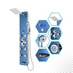 Blue Ocean ™ 52” Stainless Steel SPS392H Shower Panel Tower Column with Rainfall Shower Head, 8 Adjustable Nozzles, and Spout