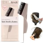 Kitsch Double Sided Hair Brush Cleaner Tool 2-in-1 Comb Cleaner | Eco-Friendly Hair Brush Rake | Double Edge Hair Remover Brush & Hairbrush Cleaner Solution for Hair Brush Maintenance, Gifts for Women
