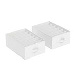 SONGMICS Set of 2 Drawer Organisers, 6-Compartment Closet Organisers, Foldable Wardrobe Clothes Organisers, 42 x 30 x 17 cm, for Pants, Clothes, Classic White RUS009W02