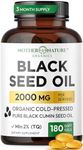 Mother Nature - Organic Black Seed Oil Capsules, 3 Month Supply, Cold Pressed, High TQ, 100% Turkish, Black Cumin Nigella Sativa Oil for Immune Support, Joint, Digestive Health,1000mg Capsule, 180ct