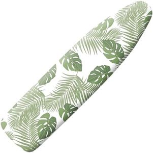 Extra Thick Ironing Board Cover and Pad, 15x54 Ironing Board Cover, Resist Scorching and Staining,Elastic Edges,Green Leaves Tropical Palm Leaf