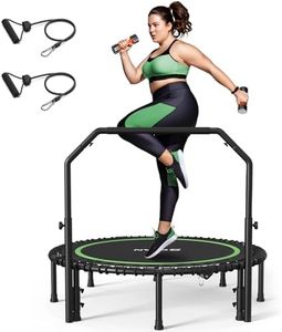 BCAN 48" Foldable Mini Trampoline with Resistance Band, 550 LBS Fitness Trampoline with Bungees, U Shape Adjustable Foam Handle, Stable & Quiet Exercise Rebounder for Adults Indoor/Garden