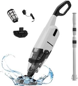 Ezasin Cordless Pool Vacuum, 60-Min Runtime Rechargeable Pool Cleaner for Above Ground Pools/Hot Tubs - Efficient Sand & Debris Removal System (Grey)