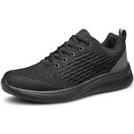 AMANSSE Mens Walking Shoes Non Slip Running Shoes Lightweight Tennis Shoes Breathable Workout Shoes Comfortable Fashion Sneakers Black Size 8