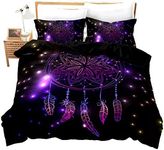 Homewish Dreamcatcher Duvet Cover Set Boho Mandala Bedding Set 2pcs for Girls Adults Purple Dream Catcher Comforter Cover Soft Polyester Bedspread Cover with 1 Pillowcase (No Comforter) Twin Size