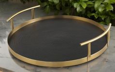 GRD International 14 Round Serving Tray 'Antique & Black Hammered' Gifting/Serving, Made In India