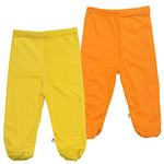 Babysoy Eco Essential Footie Pants Set (0-3 Months, Tangerine + Sun)