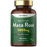 Maca Root Tablets 5000mg | High Strength Peruvian Maca Root Extract | Supplement for Men & Women | 180 Vegan Tablets | by Horbaach