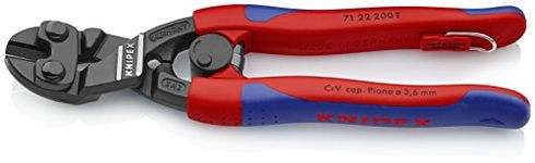 Knipex Tools 71 22 200 T BKA 8" Angled High Leverage Cobolt Cutters, Tether Attachment-Comfort Grip,