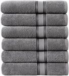 LANE LINEN Luxury Bath Towels Set of 6 (24" x 48") - 100% Cotton Towels for Bathroom, Zero Twist, Gym Towels for Working Out, Quick Dry Towel Set, Shower Towels, Soft Bathroom Towels Set - Cool Grey