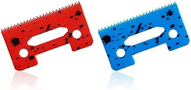 Professional Stagger-Tooth Clipper Replacement ceramic Blades 2-Hole #2161 - Compatible with 5 Star Senior Cordless Wahl Magic Clip (Red + Blue)