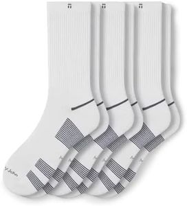 Tommy John Men's Performance Crew Sock, 3-Pack, White, M/L