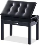 AODSK Adjustable Wooden Piano Bench with Padded Cushion and Storage with Sheet Music Storage Black 22.05''x13.39''x18.31''(Height Adjustable Range:18.31''-22.05'')