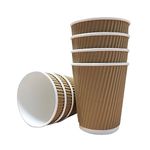 12oz. Brown Kraft Ripple Paper Cups - Eco-Friendly 100% Biodegradable Compostable Recyclable - Great for Tea, Coffee, Hot Drinks Takeaway - 100 Pack