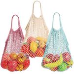 Reusable Net String Shopping Bags,TOTKEN 3 Pack Cotton Mesh Produce Bags Organic Grocery Shopping Bags Tote Handbag for Vegetables Fruits Commodities Outgoing Travel