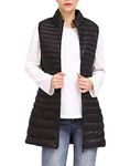 ELFJOY Long Puffer Vest Women Winter Ultra Light Long Down Vest with Stand Collar Black Womens Vests Outerwear