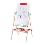 Hape Standing Flip Flat 2 Sided Kids Artwork Easel with Chalk Blackboard and Marker Whiteboard, Includes 4 Chalks, 2 Marker Pens, and One Board Rubber