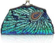 BABEYOND 1920s Flapper Peacock Clutch - Gatsby Sequined Evening Handbag Beaded Bag for Prom Cocktail Party