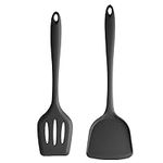 2Pcs Silicone Spatula Non Stick Cookware BPA Free Spatula Solid Silicone Slotted Spatula Heat Resistant Slotted Turner Dishwasher Safe for Frying Cooking Flipping Fish Eggs Pancakes