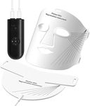 lanvezas led beauty face mask Red Light Therapy Mask for Face and Neck, 7 Colour LED Light Therapy Mask, Rechargeable Mask, 5 Intensity Levels, Anti Ageing Skin Firming and Radiant Glow (White)
