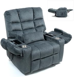 JIKFRIMA Oversized Zero Gravity Power Lift Recliner Chair for Elderly | Triple Motor Lay Flat Recliner with Heat and Massage, Adjustable Seat Height, Arm Storage, Cup Holder