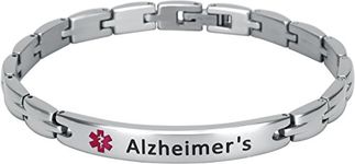 Smarter LifeStyle Elegant Surgical Grade Steel Medical Alert ID Bracelet For Men and Women (Women's, Alzheimer's)