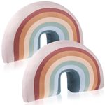 Chunful 2 Pcs Rainbow Pillow for Girls Kids 13.8 x 8.7 x 4 Inch Plush Cute Rainbow Throw Pillow Arch Shaped Floor Cushion Stuffed Rainbow Decorative Pillows for Bed Chair Room Home Decor (Pastel)
