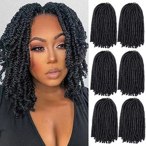 Spring Twist Hair 8 Inch Spring Twist Crochet Hair 6 Packs Spring Twist Braiding Hair For Butterfly Locs Soft Locs Low Temperature Synthetic Fiber Fluffy Hair Extensions (8 Inch,1#)