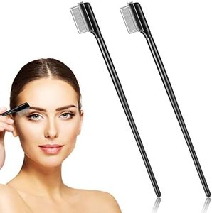 Sibba 2 Pieces Eyelash Comb, Metal Teeth Eyelash Comb Lash Separator Tool with Acrylic handle for Women Girls Makeup (Acrylic)