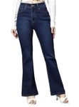 FashionFibre Women Regular High Rise Stretchable Bell Bottom Black Jeans (30, Blue)