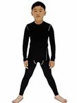 LANBAOSI Kids Boys Ski Base Layer Thermal Underwear Long Sleeve Top and Leggings Set Compression Athletic Shirt Tights , Black, 7