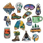 ulricar 15PCS Landscapes Patches DIY Wilderness Trekking Patches On Clothes Outdoor Landscape Iron On Embroidery Patches for Jacket Clothing Stickers Badge, BLUE