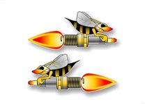 2 Fire Plug Bee 6" Vinyl Decals Snowmobile Sled Hauling Trailer Stickers ((2) 2.5"x 6" Decals)