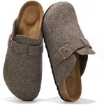 Project Cloud Mens Clogs - Full Grain Genuine Leather Memory Foam Slippers for Men Arch Support Mens Slippers - Non Slip Clogs for Men Cork Footbed - Men's Mules & Clogs (Brooklyn, Grey, 13)