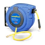 Goodyear Air Compressor Hose Reel Enclosed Retractable 3/8 in. x 50 ft. Hybrid Polymer Hose, Max. 300PSI