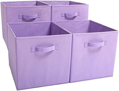 EZOWARE Cesto Pieghevole, Organizzatori Contenitore Cestino Cubi in Tessuto Non Tessuto (33 x 37 x 33 cm) per Giocattoli, Vestiti, Casa, Asilo Nido - Confezione da 4 / Viola