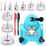 Swpeet 13Pcs Tile Hole Saw Set, Including 10Pcs 0.23-3.15 inch Diamond Drill Bits with Hole Saw Guide Jig Fixture and 2Pcs Marking Pen Adjustable Hole Saw Centering Locator Suction Holder for Tile