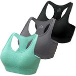 HBselect 3 Pack Comfort Racer Back Sports Bras for Women UK with Removable Pads, Wireless Seamless Plus Size Sleep Bras for Girls in Yoga Bralette Running Leisure Crop Gym Stretch Tops Vest