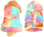 Rbenxia Tie Dye Dog Hoodie Dog Cold Weather Coats Soft Fleece Puppy Sweatshirts Dog Warm Jacket Pet Dog Clothes Winter Dog Outfits for Small Puppy Cat Pets (Multicolor, Large)