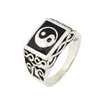 Treasure Bay Classic Mens Sterling Silver Ring Ying Yang Symbol Ring (R)