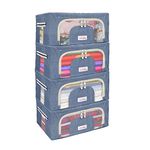 BlushBees Living Box - 600D Oxford Fabric Cloth Organizer Boxes, Underbed Organizer - 24 Litre, Pack of 4, Cowboy Blue (Rectangular)