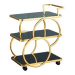 The Designer Home Home Bar Cart Stainless Steel 3 Tier Kitchen Car Shelf Utility/Service Cart Kitchen Trolley Kitchen Cart with Wheels Drinks Food Trolley