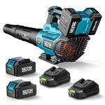 Seesii 40V Leaf Blower Cordless, 600CFM/160MPH Brushless Motor with 2 * 5200mAh Batteries and 2*Chargers, Variable Speed Control&Turbo Button, Electric Blower for Lawn Care/Debris/Dust