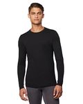 32 Degrees Men's Lightweight Baselayer Crew Top | Long Sleeve | Form Fitting | 4-Way Stretch | Thermal, Black, Large