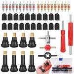 Omsscun 74 Pcs Car Tyre Valve Removal Tool Set, Tyre Valve Repair Kit, Tyre Valve Core Remover, with Valve Stem Cores, Valve Core Removal, Valve Tool for Bicycle Auto Car