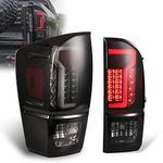 AUTOWIKI LED Tail Lights Fit for 2016-2023 Toyota Tacoma DRL Brake/Running Lights Turn Signal Rear Lamps Assembly (Black Housing/Smoke Lens)