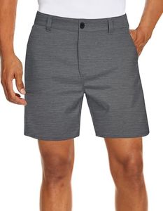 PULI Golf Shorts for Men 7'' Inseam Lightweight Summer Hiking Flat Front Casual Work Workout Outdoor with Pockets Grey 32