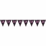 (PKT) Adult Pink Celebration 18th Birthday Plastic Pennant Bunting